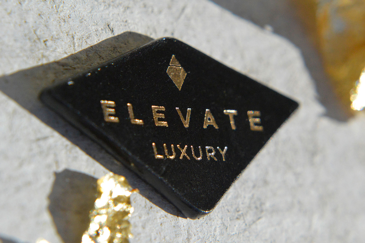 Gold printed leather label