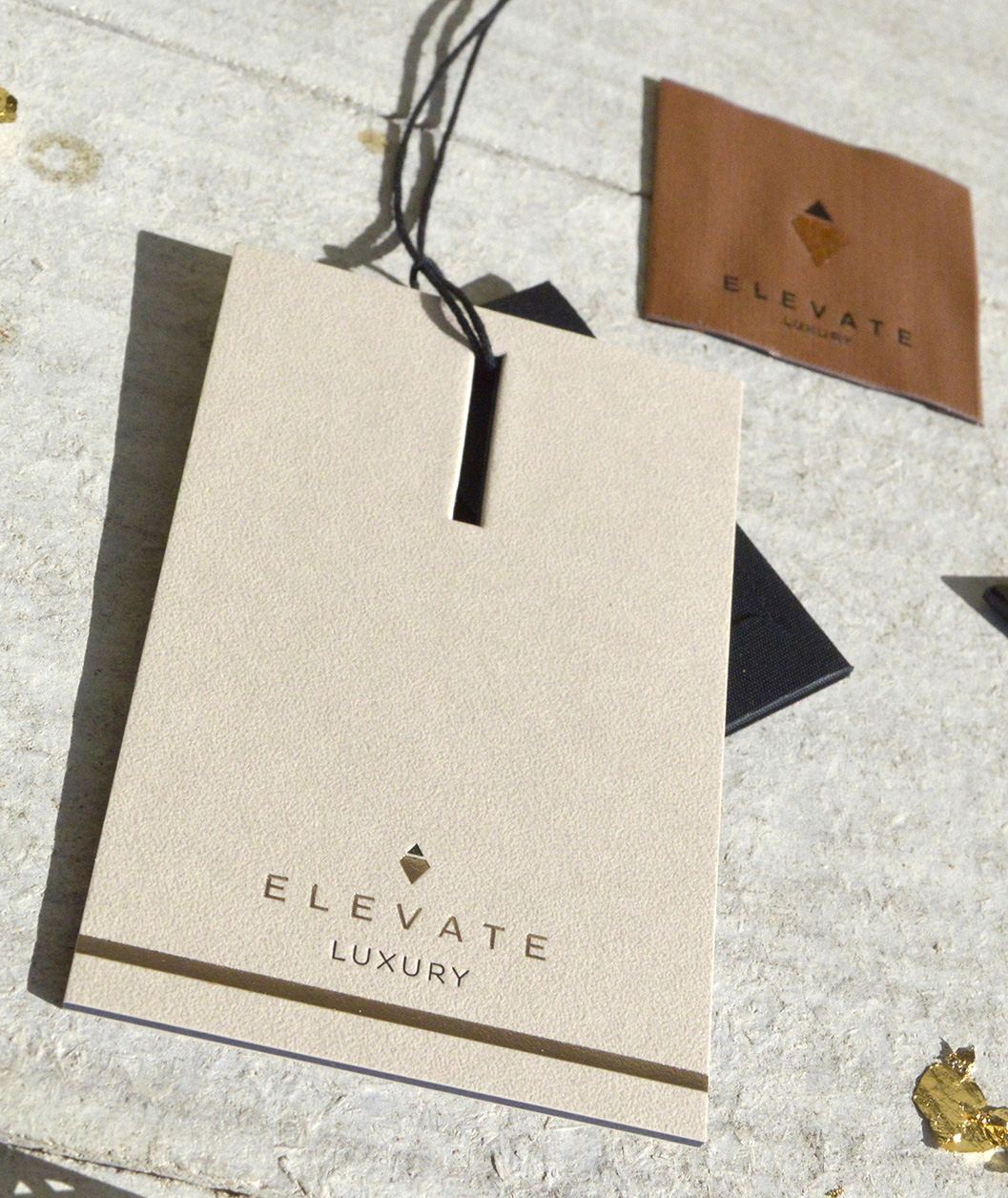 Gold printed hang tag