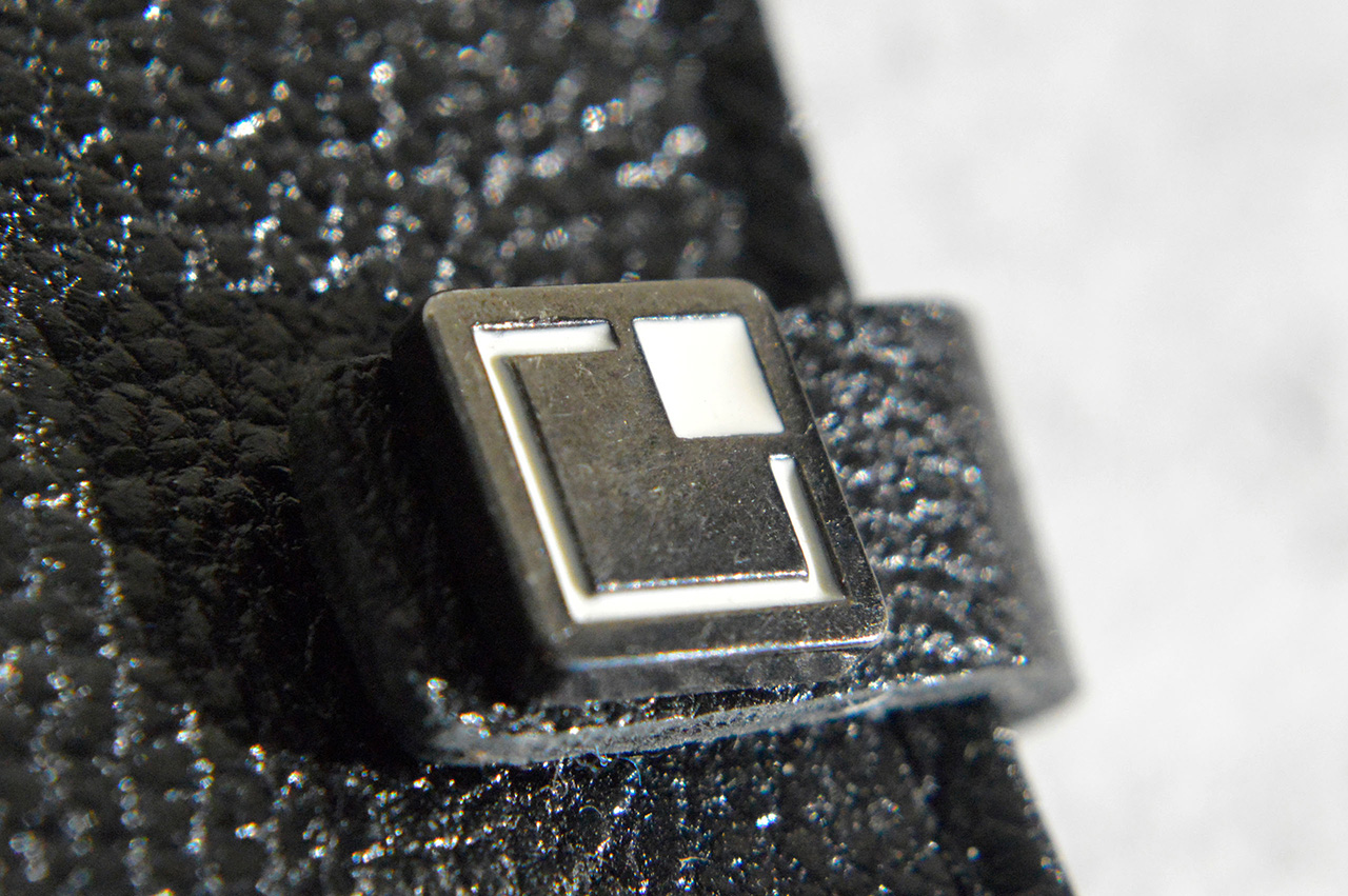 Metal detail on leather